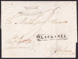 1847 CIRCA. ALACRANES A LA HABANA. MARCA ALACRANES RECUADRADA Nº 2. MUY BONITA ENVUELTA GRAN CALIDAD. - Préphilatélie