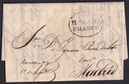 1832. LA HABANA A MADRID. MARCA HABANA/FRANCO RECERCADA NEGRO. MNS. CORREO MARITIMO Nº 3. MUY BONITA. - Préphilatélie