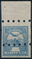 (*) 1913 Ki Nem Adott FEKVŐ Vízjeles!! Turul 25f Fogazatlan ívszéli Bélyeg ÉRTÉKSZÁM NÉLKÜL!! Nyomdai Megsemmisítő Lyuka - Autres & Non Classés