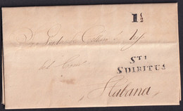 1836. SANCTI SPIRITUS A LA HABANA. MARCA STI SPIRITUS NEGRO. PORTEO 1 1/2 REALES CUÑO Y MNS. PRECIOSO Y RARÍSIMO. - Préphilatélie