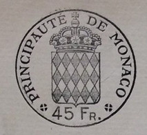 FISCAUX DE MONACO PAPIER TIMBRE 1956 BLASON 45 FR  Filigrane RAINIER III - Fiscali