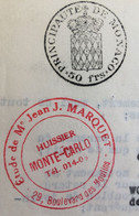 FISCAUX DE MONACO PAPIER TIMBRE 1960 BLASON 50 Frs  à L'extraordinaire - Fiscaux