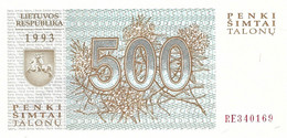 LITUANIE 1993 500 Talonas - P.46a Neuf UNC - Lituanie