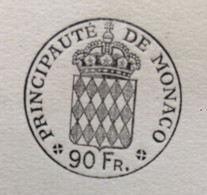 FISCAUX DE MONACO PAPIER TIMBRE 1950  BLASON 90 FR   Filigrane RAINIER III - Steuermarken