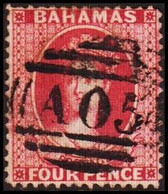 1863. BAHAMAS. Victoria. FOUR PENCE. Perf. 14 Cancelled A05. (Michel 6C) - JF410468 - Bahamas (1973-...)