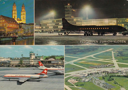 1186 - Schweiz - Suisse , Switzerland , Zürich , Kloten , Flughafen , Flugzeug , Swiss Air - Gelaufen 1968 - Kloten