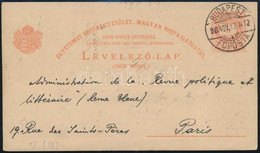 1899 5kr Díjjegyes Levelezőlap Párizsba - Andere & Zonder Classificatie