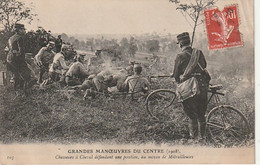 *** MILITARIA *** Grandes Manoeuvres Du Centre Chasseurs  à Cheval Défendant Une Position - TTBE - Manoeuvres