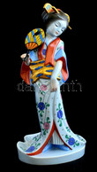 Herendi Japán Gésa Porcelán Figura, Kézzel Festett, Jelzett, Hibátlan, M: 34,5 Cm - Altri & Non Classificati