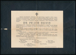 1916 Dr. Fejér Dávid Halotti értesítője, Szakadással - Zonder Classificatie