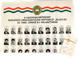 1980 Hazafias Népfront Budapesti Országgyűlési Képviselőjelöltjei, Választási Plakát, Hajtott, 120×84 Cm + 2 Db Eméklap - Autres & Non Classés