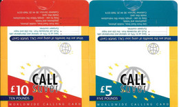 2-CARTES-PREPAYEE-GB-CALL SAVER-5£ & 10£-Plastic Fin Glacé-Neuve Avec Son Support-TBE-RARE - BT Global Cards (Prepagadas)