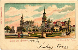 T2/T3 1900 Dresden, Kath. Kirche & Kgl. Schloss / Church, Castle. Künstlerkarte No. 4020. Litho (EK) - Non Classificati