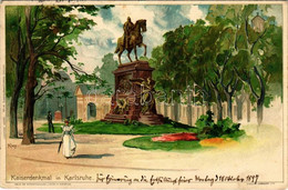 T2/T3 1897 (Vorläufer!) Karlsruhe, Kaiserdenkmal / Emperor Wilhelm I Monument. Velten's Künstlerpostkarte No. 29. Litho  - Non Classificati