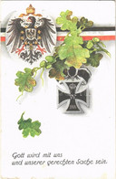 T3 1916 Gott Wird Mit Uns Und Unserer Gerechten Sache Sein / WWI German Military, Patriotic Propaganda With Coat Of Arms - Non Classificati