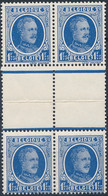 [** TB] N° 257, 1F75 Bleu En Bloc De 4 Avec Interpanneaux Au Centre - 1922-1927 Houyoux