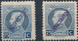 [* TB] N° 213, 75c Outremer (2x) Avec Specimen Dont 1x Inversé - 1921-1925 Montenez Pequeño