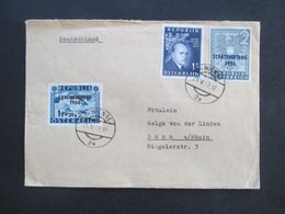 Österreich 1954 / 57 Lawinenopfer. Staatsvertrag Und Nr. 1033 MiF Auslandsbrief Von Wien Nach Bonn Am Rhein - Briefe U. Dokumente