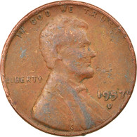Monnaie, États-Unis, Lincoln Cent, Cent, 1957, U.S. Mint, Denver, TB, Laiton - 1909-1958: Lincoln, Wheat Ears Reverse