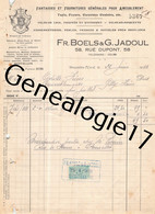 96 2737 BELGIQUE BRUXELLES 1923 Fournitures Ameublement FR. BOELS - G. JADOUL Rue Dupont PASSEMENTERIE DENTELLES - Old Professions
