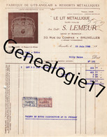 96 2745 BELGIQUE BRUXELLES 1925 Fabrique De Lits Anglais S. LEMEUR Rue De Compas Usine A GAND Rempart Biloque - Ambachten