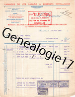 96 2744 BELGIQUE BRUXELLES 1924 Fabrique De Lits Anglais S. LEMEUR Rue De Compas Et Rue De La Princesse MOLENBEEK ( Usin - Ambachten