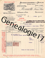 96 2749 BELGIQUE BRUXELLES 1924  Matieres Matelas RENNOTTE Plumes Duvets Laines Flocons Chaussee De Mons USINE Rue Birmi - Ambachten