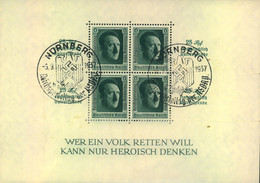 1937, Block 11 Mit SSt "NÜRNBERG Reichsparteitag" - Blocks & Sheetlets
