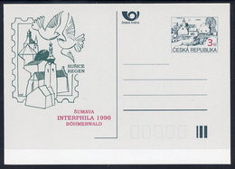 CZECH REPUBLIC 1996 3 Kc.postcard INTERPHILA '96 Unused.  Michel P7-A7 - Cartoline Postali