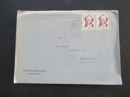 Schweiz 1955 Pro Juventute Nr. 602 MeF Waagerechtes Paar Umschlag Ed. Bühler & Co Winterthur Ortsbrief - Storia Postale