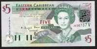 EAST CARIBBEAN STATES P42v  5 DOLLARS  2003  Suffix V     UNC. - Caraibi Orientale