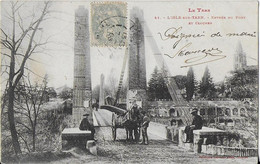 L'ISLE SUR TARN  ( Le TArn )  Entrée Du Pont Suspendu  Sur Le Tarn Bien Animée Et Clocher ( 1908 ) - Lisle Sur Tarn