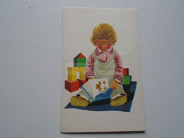 D175977 Hungary Postcard -stamp Lenin  100 Y Birth Anniversary 1970 -Child  Flipping Through A Book With Teddy Bear 1967 - Otros & Sin Clasificación