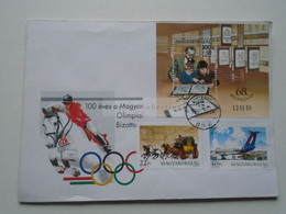 D175980  Hungary -Cover -Hungarian Olympic Commission -  Horse Airplane Malév  Stamp Museum  1995 - Briefe U. Dokumente