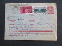 Rumänien 1955 Einschreiben Recomandat Galati Ganzsachen Umschlag Mit 2 Zusatzfrankaturen Vermerk: Nicht Angtr. - Lettres & Documents