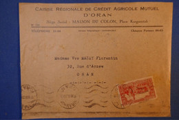 359 ALGERIE LETTRE 1920 MAISON DU COLON  ORAN + AFFRANCHISSEMENT INTERESSANT - Lettres & Documents
