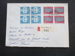 Schweiz 1961 Pro Patria Nr. 731 U. 733 Als 4er Block Einschreiben Chene-Bourg Rücks. Marke Ivalides Formez Un Seul Corps - Cartas & Documentos