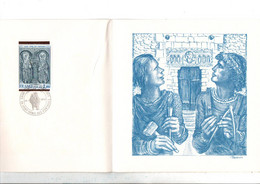 DOCUMENT ENCART LUXE SUR VELIN 1976 SAINT GENIS DES FONTAINES DESSINE PAR DECARIS - Commemorative Postmarks
