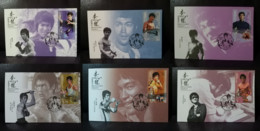 Super Star Bruce Lee Kung Fu Martial Art Hong Kong Maximum Card MC Postcard Set (Pictorial Postmark) (6 Cards) - Maximum Cards