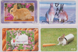 LOT De 4 Télécartes JAPON - ANIMAL - LAPIN - RABBIT JAPAN Phonecards - HASE KANINCHEN / NTT & Private - Conejos