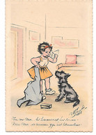 Illustrator - M. Jacobs - G. Bouret Style, Girl With Letter, Fille Avec Lettre, Chien, Dog, Hund, Scottish Terrier - Andere Zeichner