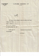 1916 - LYCEE HENRI IV - PARIS - Bulletin Scolaire D'un élève Et Invitation à La Distribution Solennelle Des Prix - Diploma's En Schoolrapporten