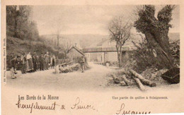 Les Bords De La Meuse  Une Partie Du Quilles à Sclaigneaux Bien Animée Circulé En 1900 - Andenne