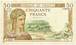 FRANCE - 50 Francs - 14.08.1935 - P 81 - Serie J.2632 - " Cérès " - 50 F 1934-1940 ''Cérès''