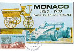 " DELAMARRE-DEBOUTEVILLE / VOITURE DE COURSE " Sur Carte Maximum De MONACO De 1983 N° YT 1371. Parfait état CM - Automobilismo