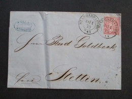 AD NDP 31.1.1870 Nr. 16 EF Stempel K2 Stargard In Pommern Nach Stettin Gesendet Faltbrief Ohne Inhalt - Cartas & Documentos