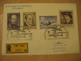 BUDAPEST Wien 1974 First Flight Cancel Registered Cover HUNGARY AUSTRIA - Brieven En Documenten