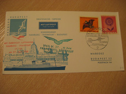 BUDAPEST Hamburg Frankfurt 1965 Lufthansa Airlines Airline First Flight Cancel Card HUNGARY GERMANY - Briefe U. Dokumente