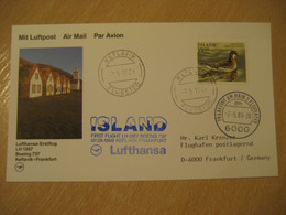 KEFLAVIK Frankfurt 1989 Lufthansa Airlines Airline Boeing 737 First Flight Blue Cancel Card ICELAND GERMANY - Poste Aérienne