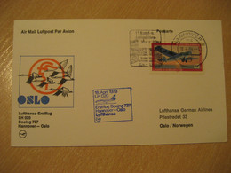 OSLO Hannover 1979 Lufthansa Airlines Airline Boeing 737 First Flight Blue Cancel Card NORWAY GERMANY - Briefe U. Dokumente